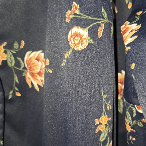 Skies Are Blue Anthropologie Navy Floral Raincoat Flannel Lining Sz 3X - Picture 3 of 4